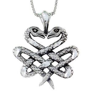 Sterling Silver Double Snake Celtic Knot Pendant